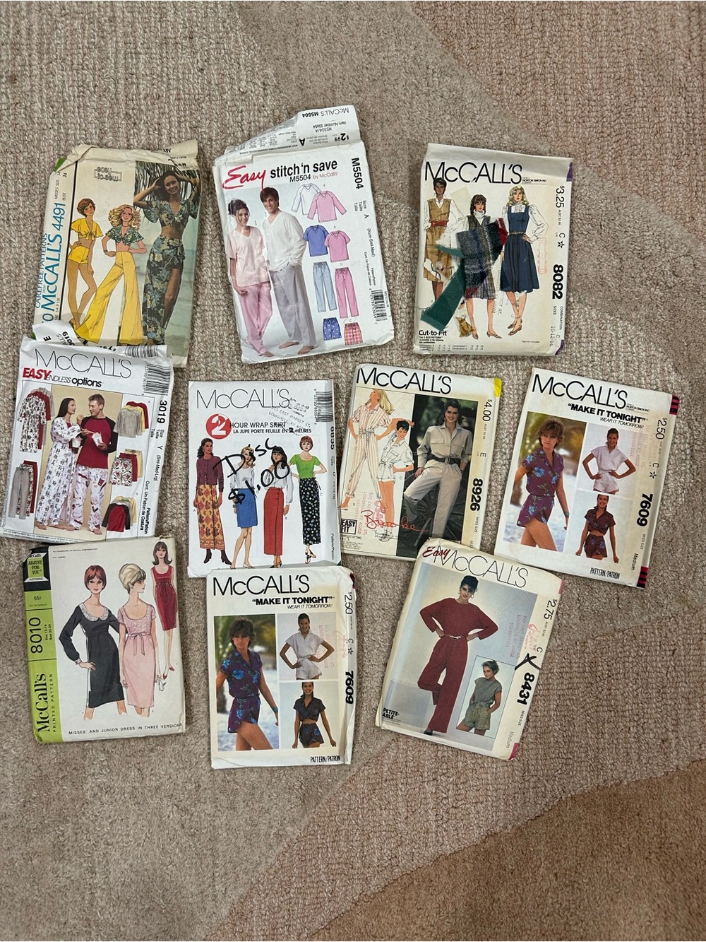 McCall's Vintage Sewing Pattern lot of 10
